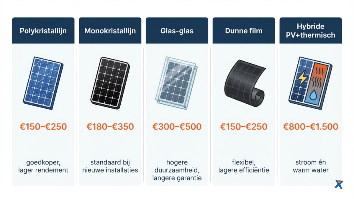 verschillende zonnepanelen
